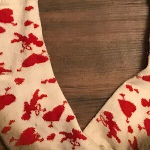 Well worn Socks White Socks with Red Heart/Pattern Accents cute